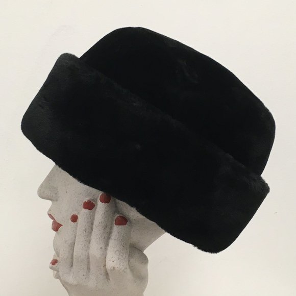 J Crew faux fur hat black cloche main image 4